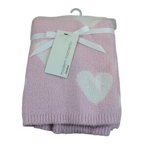 Gerber Modern Moments Baby Blanket Pink White Heart Chenille Girls NWT RARE